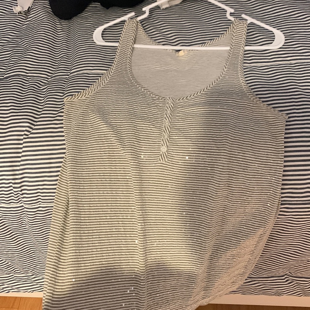 JCrew green striped sequined top